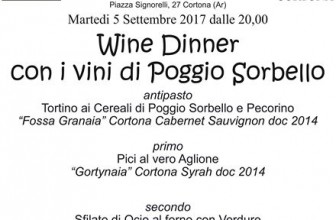 CortonaNelBicchiere:Taverna Pane&Vino cena con Poggio Sorbello